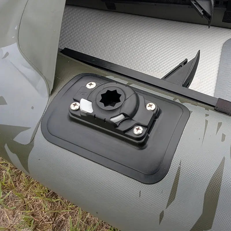 image of a railblaza starport hd base bolted to the glue-on kayak mount