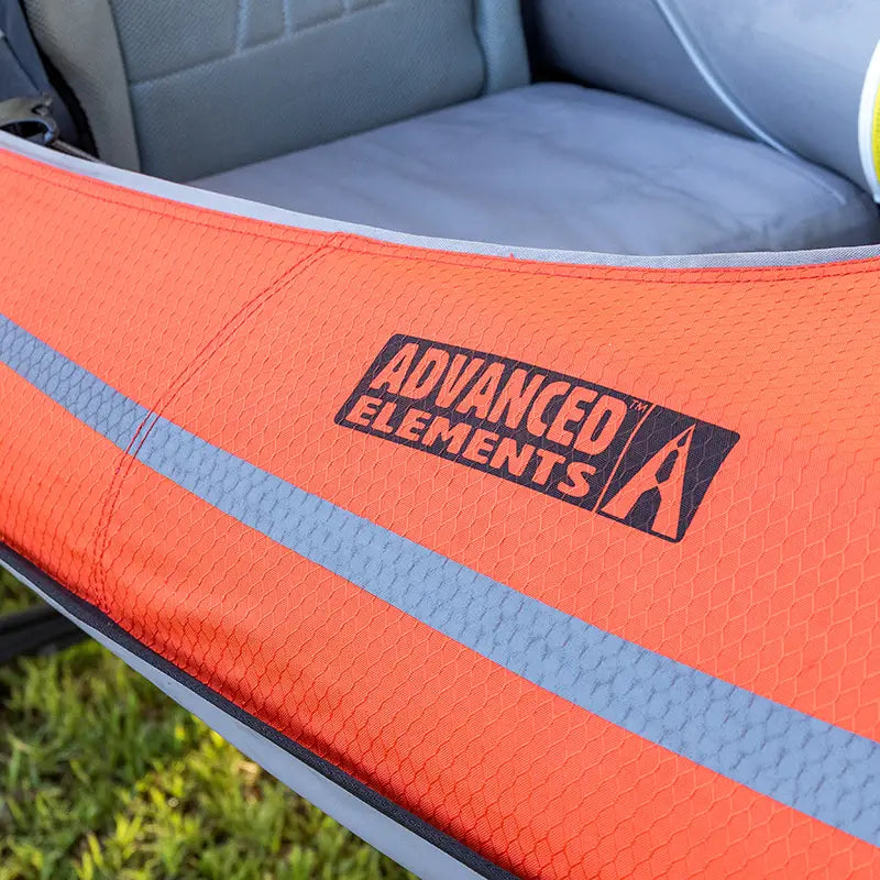 Advanced Elements logo printed onto the skin on frame kayak