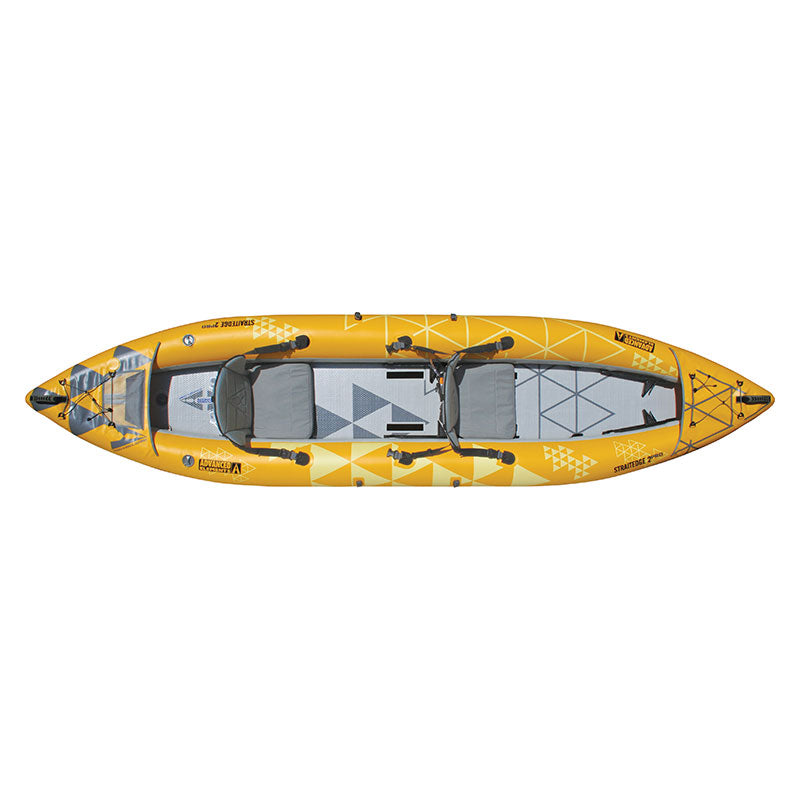 Top view of the straight edge 2 pro inflatable tandem kayak