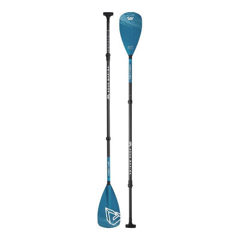 Front and back view of the 3 piece carbon guide stand up paddle from Aqua Marina