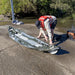 A photo of the Quest Angler Kayak deflated and unrolled 
