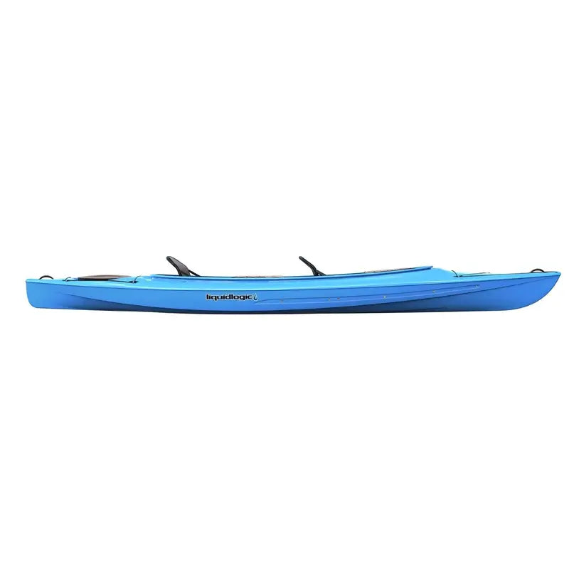 Side view of the Saluda 14.5 tandem kayak in blue