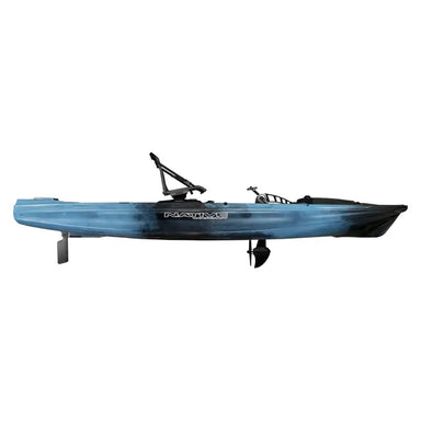 Side view of the Titan X Propel 12.5 Fishing Kayak showing the rudder and pedal drive
