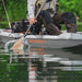 Clos up view of a paddle cutting through the water  