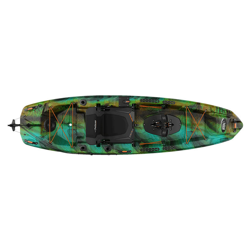 Top down view of the Catch 110 HyDryve Pedal Fishing Kayak from Pelican