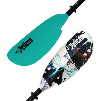 Close up shot of the Symbiosar Adjustable Kayak Paddle in turquoise